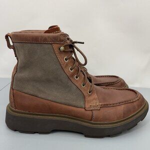 Clarks Dempsey Peak Boots Lined Winter Moc Toe Distressed Leather Brown Mens 11